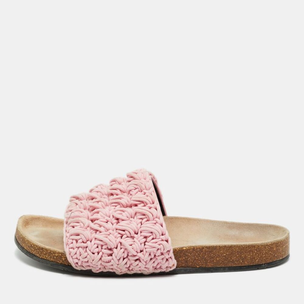J.w.anderson Light Pink Knot Rope Popcorn Flat Slide Sandals Size 39